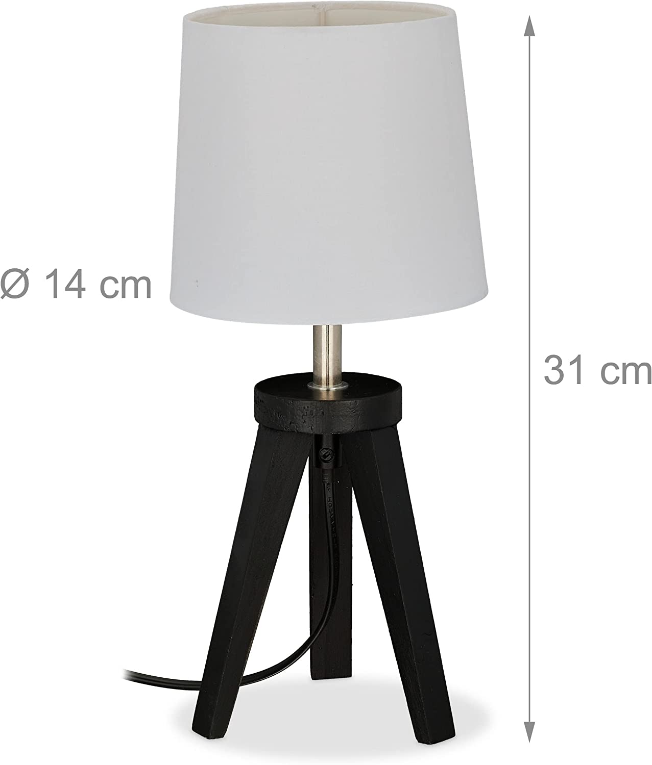 Relaxdays Φωτιστικό Τρίποδο από Φυσικό Ξύλο - Black / White - 4052025413491