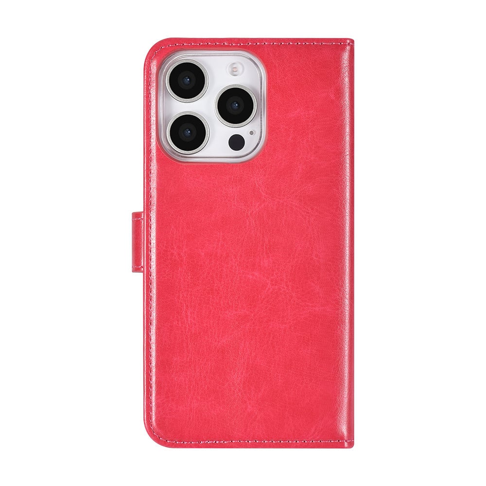 Tuniq iPhone 16 Pro - Θήκη Πορτοφόλι Stand από Δερματίνη - Hot Pink