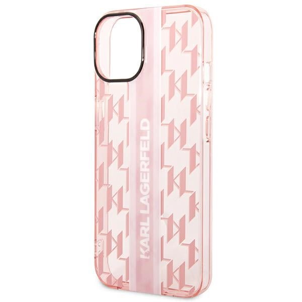 Karl Lagerfeld iPhone 14 Plus - Mono Vertical Stripe Σκληρή Θήκη με Πλαίσιο Σιλικόνης - Pink - KLHCP14MHKLSPCP