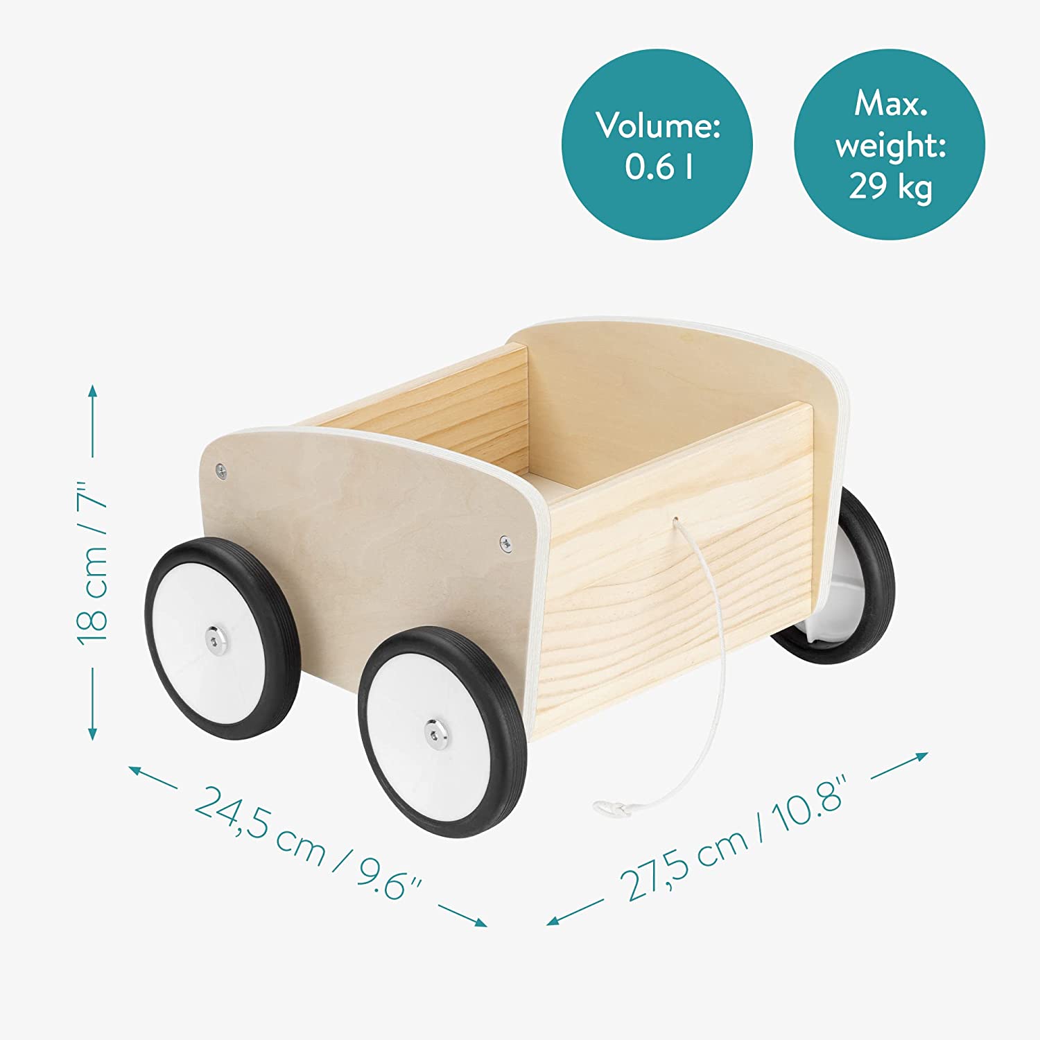 Navaris Παιδικό Ξύλινο Ποδήλατο Ισορροπίας με Τρέιλερ - Light Brown - 55781.01