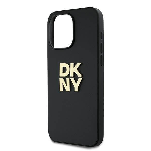 DKNY iPhone 15 Pro Max - Wrist Strap Stock Logo - Σκληρή Θήκη με Επένδυση Συνθετικού Δέρματος με Λουράκι - Black