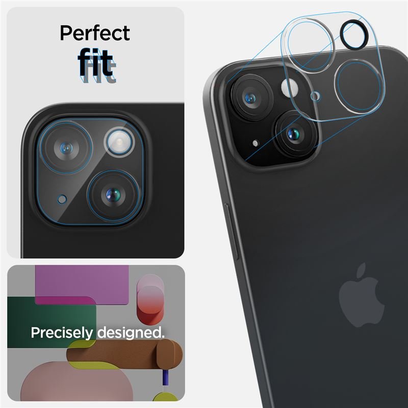 Spigen iPhone 15 / 15 Plus Aparatu Optik.TR Αντιχαρακτικό Γυαλί για την Κάμερα - 2 Τεμάχια - Διάφανο