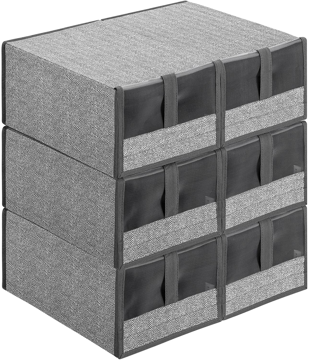 Navaris Σετ με 6 Υφασμάτινα Κουτιά Αποθήκευσης Παπουτσιών - Grey - 54090.06