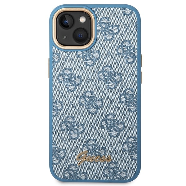 Guess iPhone 14 Plus 4G Vintage Gold Logo Σκληρή Θήκη με Πλαίσιο Σιλικόνης - Blue - GUHCP14MHG4SHB