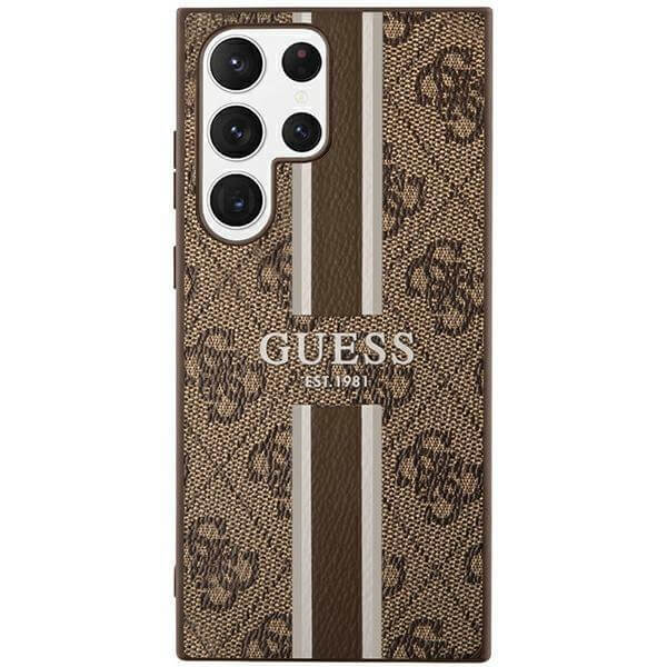 Guess Samsung Galaxy S23 Ultra - 4G Printed Stripe Θήκη με Επένδυση Συνθετικού Δέρματος - Brown - GUHCS23LP4RPSW