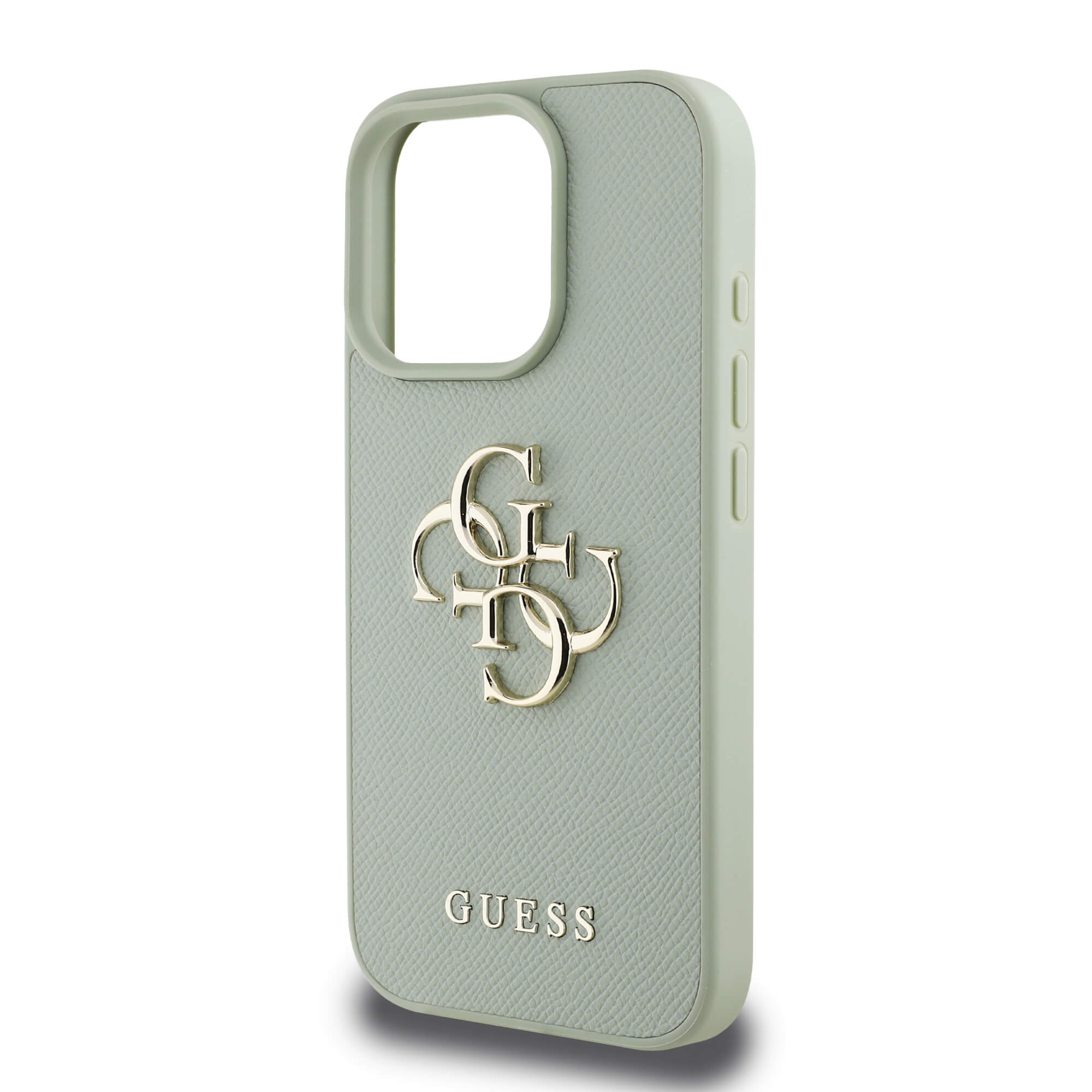 Guess iPhone 16 Pro Max - Grained Big 4G Logo Small Classic Logo - Σκληρή Θήκη με Επένδυση από Οικολογικό Δέρμα - Green - GUHCP16XPGT4MBN