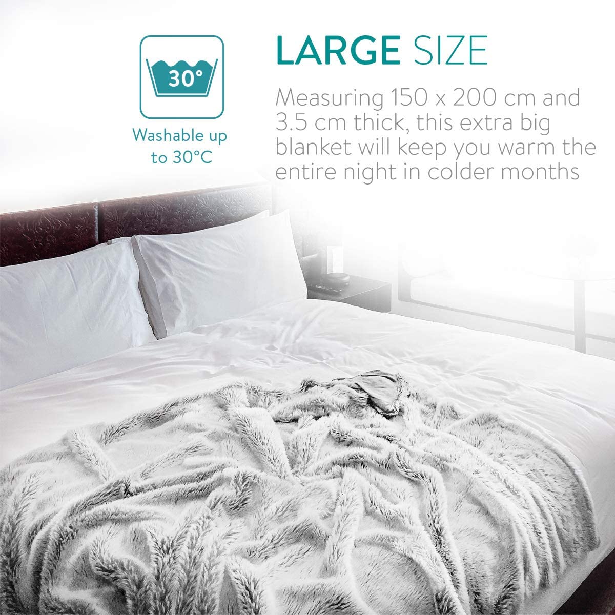 Navaris Κουβέρτα Καναπέ από Γούνα - 150 x 200 cm - Grey - 49847.22.02