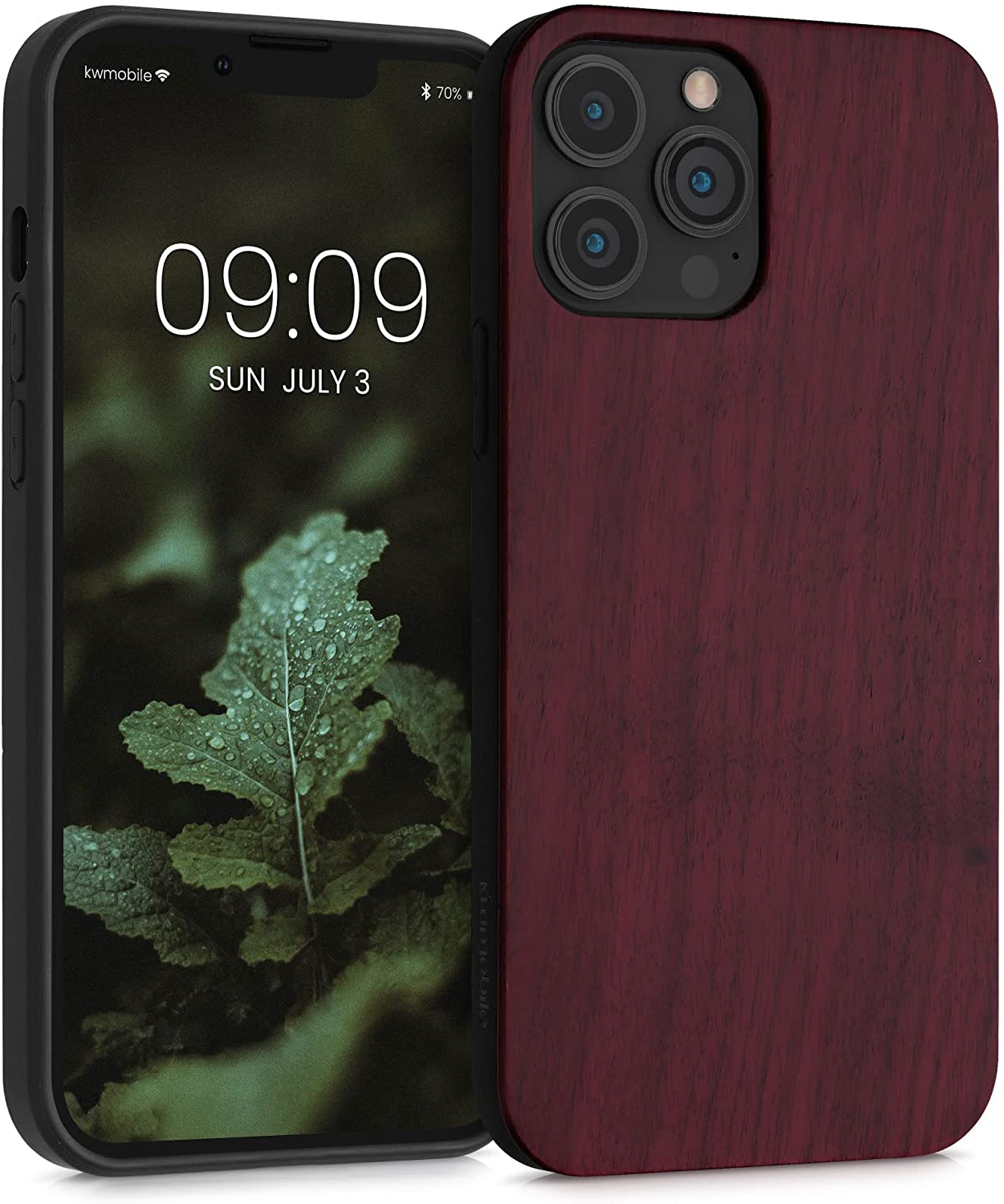KW iPhone 13 Pro Max Θήκη από Φυσικό Ξύλο - Dark Red - 55981.20