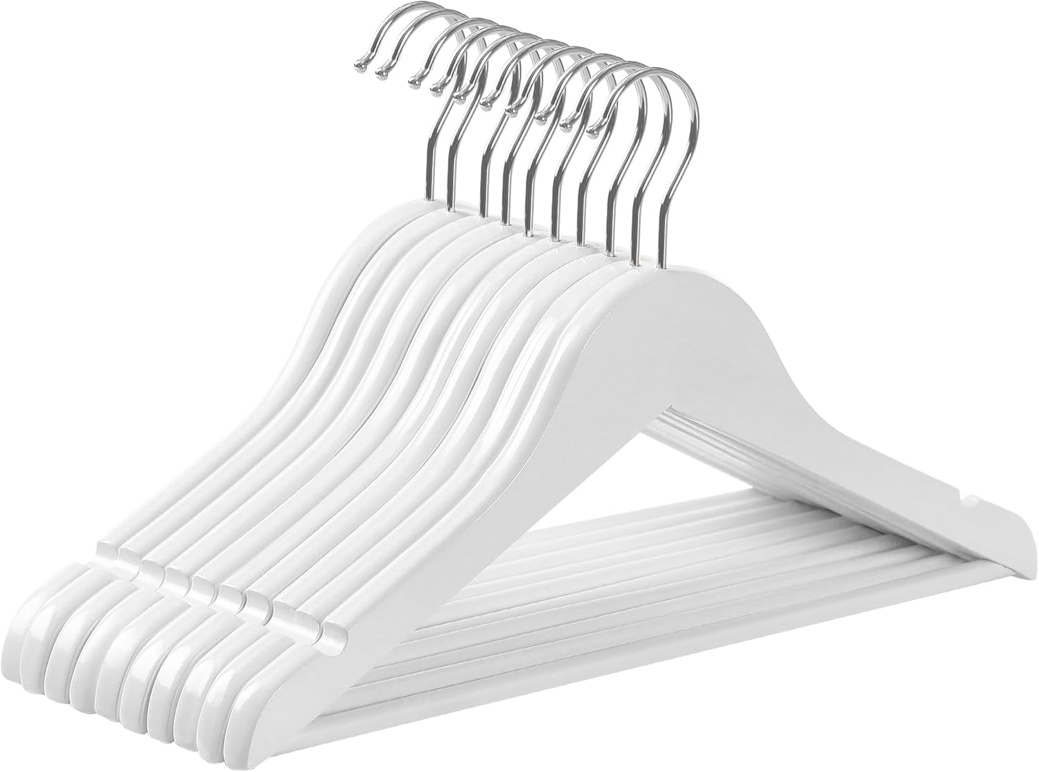 Songmics Σετ με 10 Παιδικές Ξύλινες Κρεμάστρες Ρούχων - 35 x 20 cm - White - CRW006W02