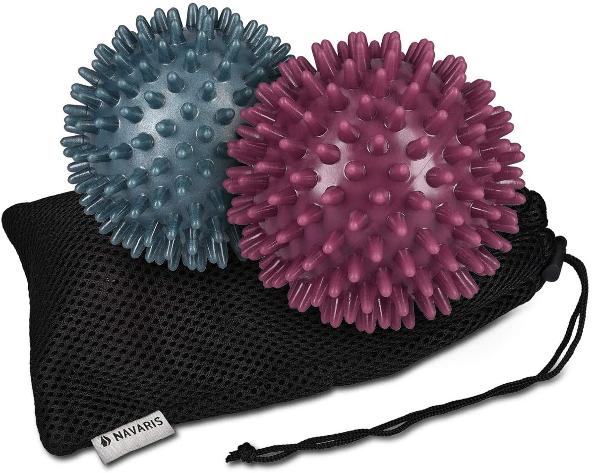 Navaris Hedgehog Massage Ball with Nubs Set of 2 - Μπάλες Μασάζ για Χέρια / Πόδια και Πλάτη - Berry / Petrol - 46951.3.02