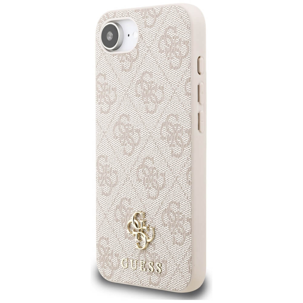 Guess iPhone 16e - 4G Small 4G and Classic - MagSafe Σκληρή Θήκη με Επένδυση από Οικολογικό Δέρμα - Pink - GUHMPSE4P4SM4MP