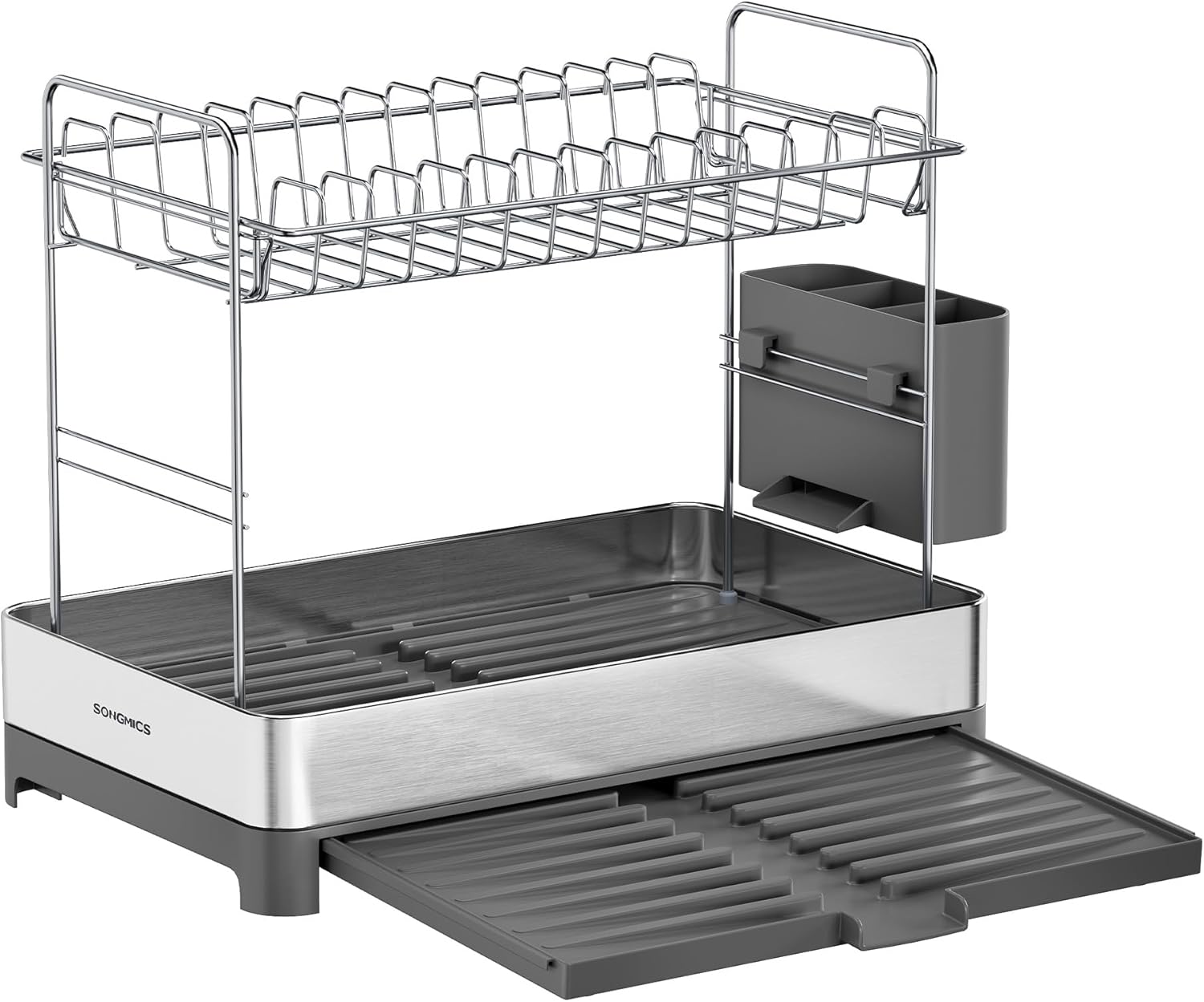 Songmics Στεγνωτήριο Πιάτων και Μαχαιροπίρουνων 2 Επιπέδων - Silver / Grey - KCS036G01