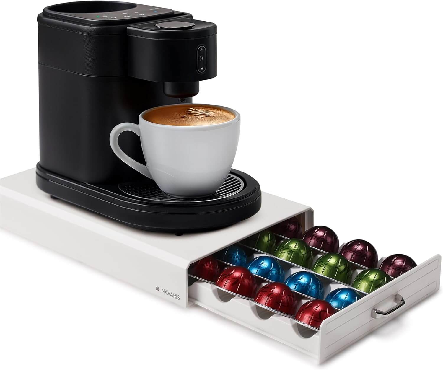 Navaris Συρτάρι για Κάψουλες Nespresso Vertuo / Βάση για Καφετιέρα - Cream