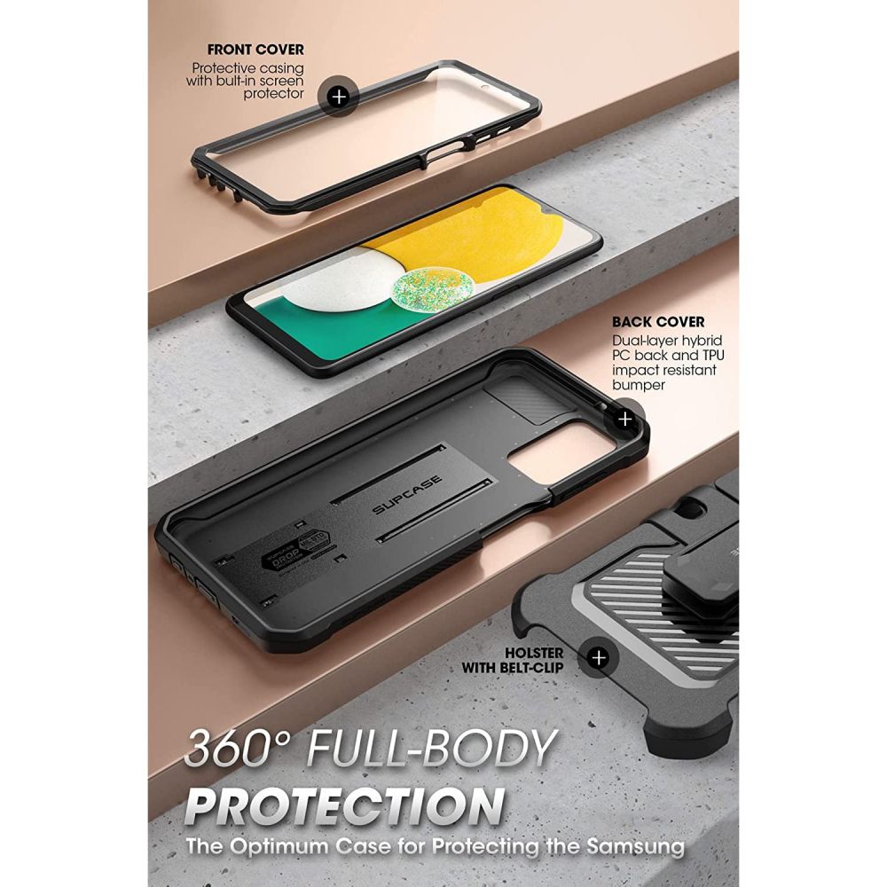 Supcase Samsung Galaxy A13 4G Unicorn Beetle Pro Σκληρή Θήκη με Προστασία Οθόνης και Stand - Black