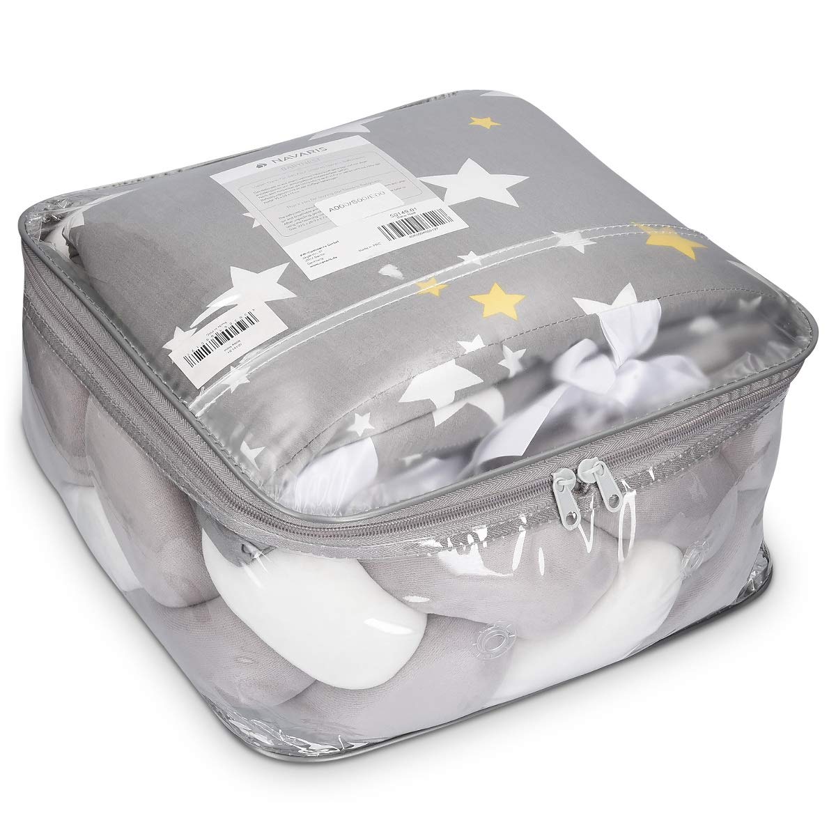 Navaris Βρεφικό Κρεβατάκι Φωλιά με Αποσπώμενη Πλεξούδα Προστασίας - Grey - 50149.01