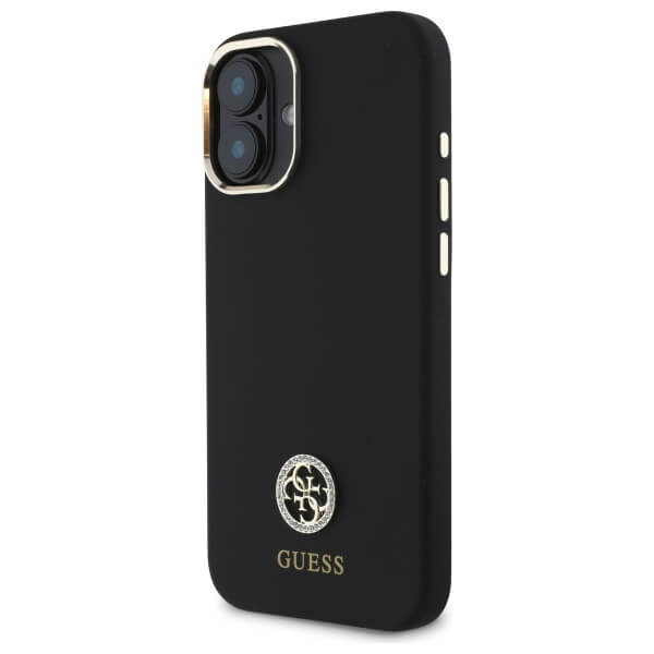 Guess iPhone 16 - Silicone Logo Strass 4G - Σκληρή Θήκη με Πλαίσιο Σιλικόνης - Black - GUHCP16SM4DGPK