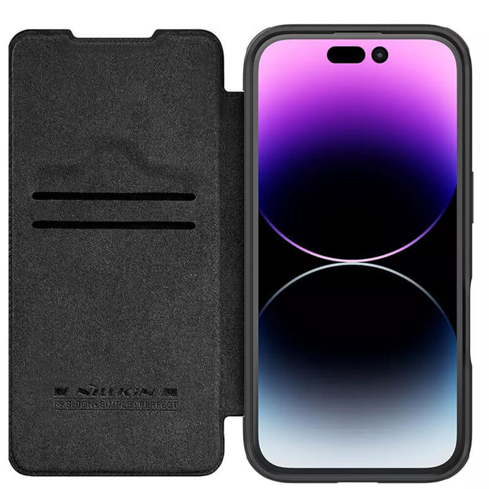 Nillkin iPhone 16 Qin Prop Leather Θήκη Βιβλίο με Κάλυμμα για την Κάμερα - Black