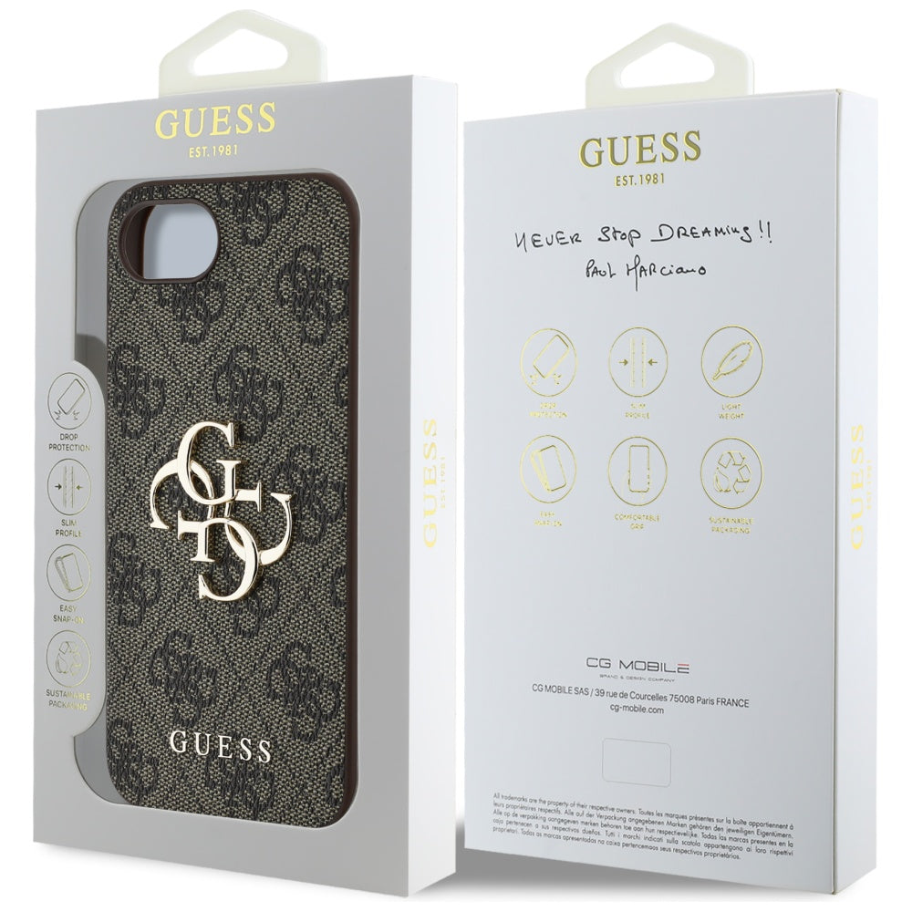 Guess iPhone 16e - 4G Big Logo - Θήκη με Επένδυση Συνθετικού Δέρματος - Brown - GUHCPSE44GMGBR