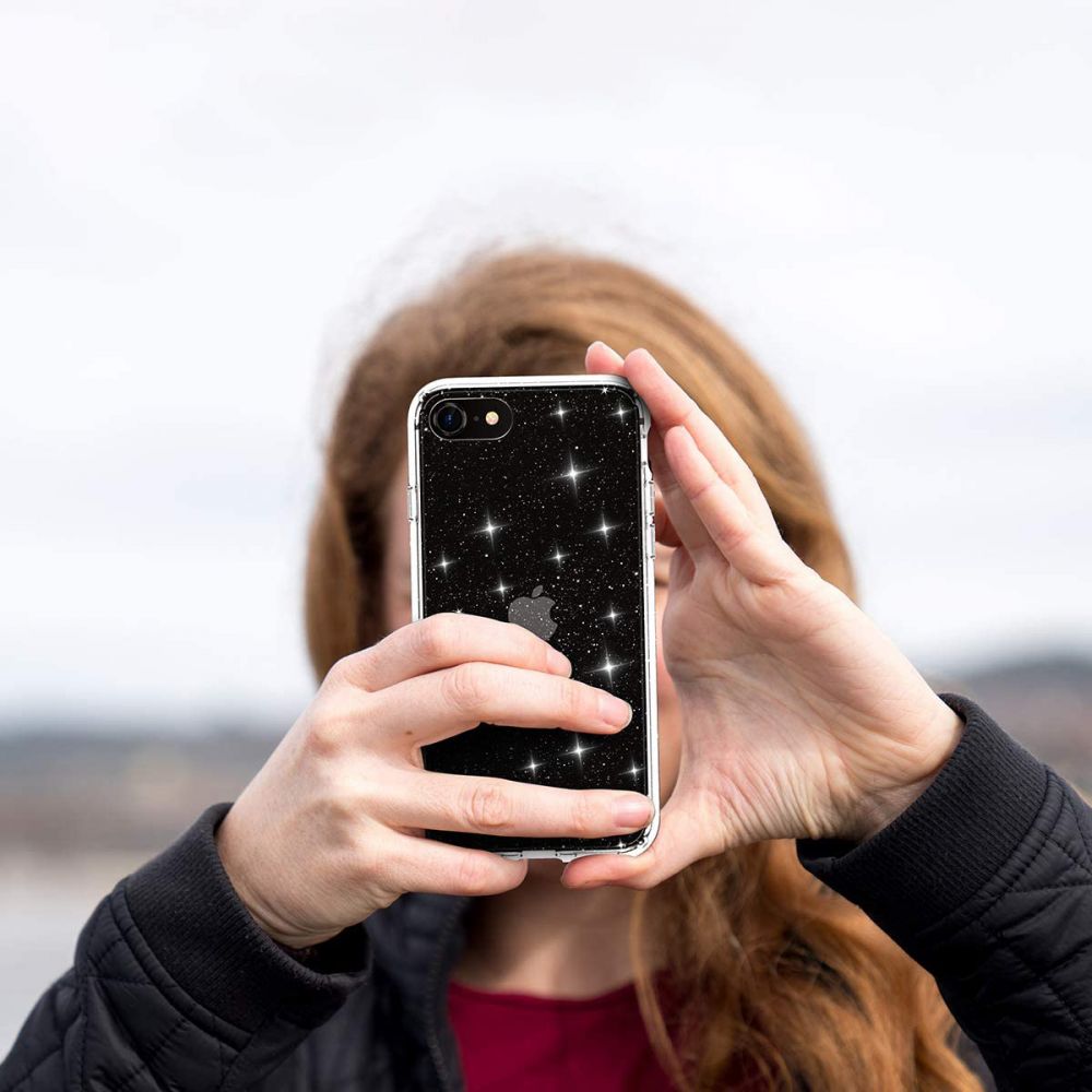 Tech - Protect iPhone SE 2022 / SE 2020 / 7 / 8 Glitter Σκληρή Θήκη με Πλαίσιο Σιλικόνης - Διάφανη