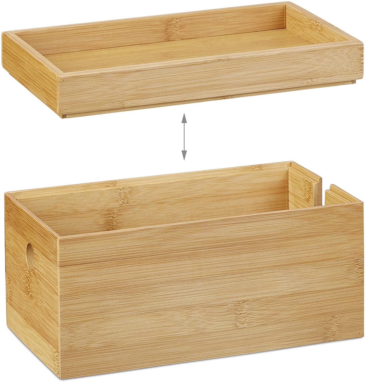 Relaxdays Κουτί Καλωδίων και Αποθήκευσης Αξεσουάρ από Bamboo - Natural - 4052025221836