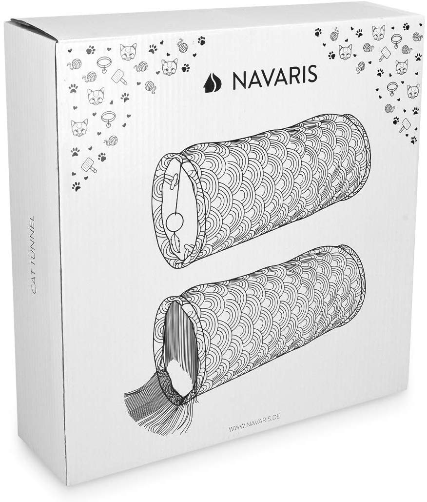 Navaris Cat Tunnel Play Παιχνίδι Σήραγγα για Μικρά Κατοικίδια - Design Japanese Waves - 60 x 25 cm - Turquoise - 48347.01