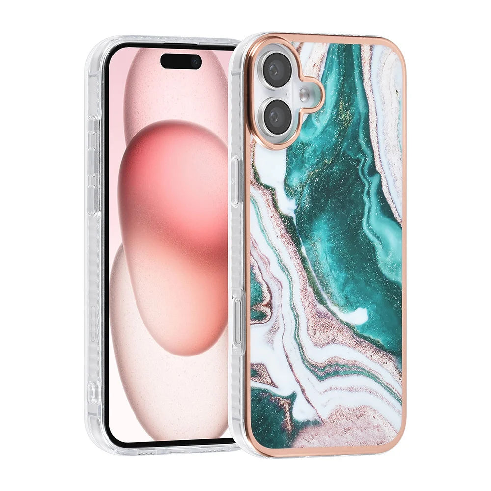 Tuniq iPhone 16 Plus Silicone Θήκη Σιλικόνης - Marble / Green