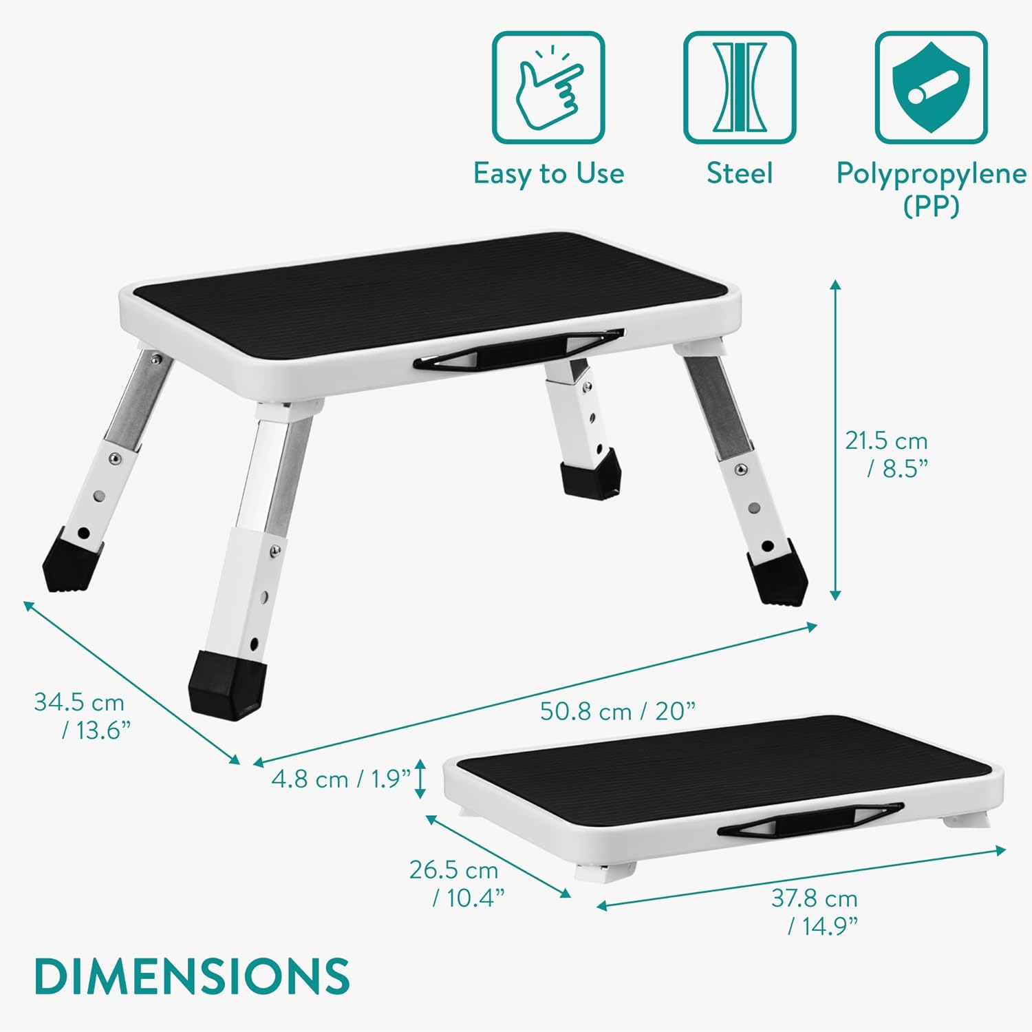 Navaris Αναδιπλούμενο Σκαλοπάτι / Σκαμπό με Pυθμιζόμενο Ύψος - White - 61657.02
