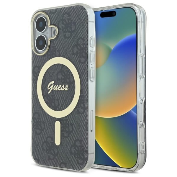 Guess iPhone 16 Plus - IML 4G MagSafe - Σκληρή Θήκη με Πλαίσιο Σιλικόνης - Black - GUHMP16MH4STK