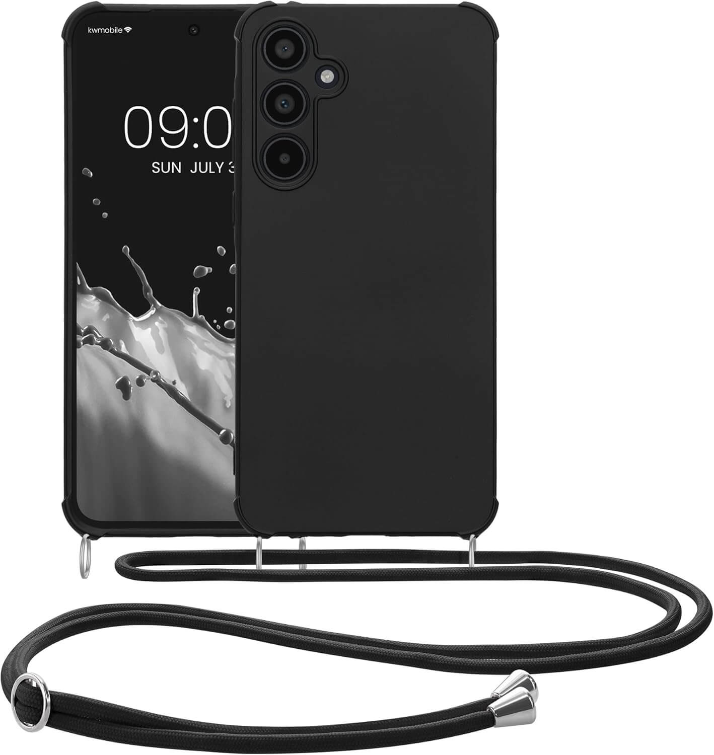 KW Samsung Galaxy A35 5G Θήκη Σιλικόνης TPU με Λουράκι - Black