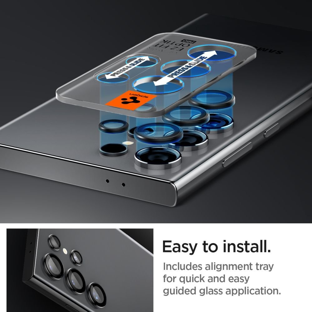 Spigen Samsung Galaxy S24 Ultra Optik.TR EZ Fit Αντιχαρακτικό Γυαλί για την Κάμερα - 2 Τεμάχια - Black