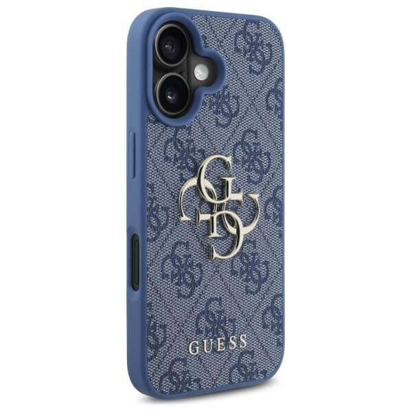Guess iPhone 16 - 4G Big Logo - Θήκη με Επένδυση Συνθετικού Δέρματος - Blue - GUHCP16S4GMGBL