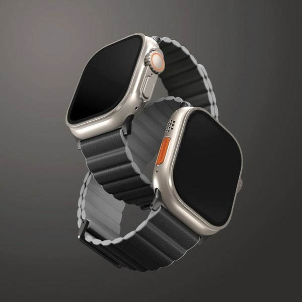 Uniq Λουράκι Apple Watch 2 / 3 / 4 / 5 / 6 / 7 / 8 / 9 / SE / ULTRA / Ultra 2 - 42 / 44 / 45 / 49 mm Revix Premium Μαγνητικό Σιλικόνης Διπλής Όψης - Grey