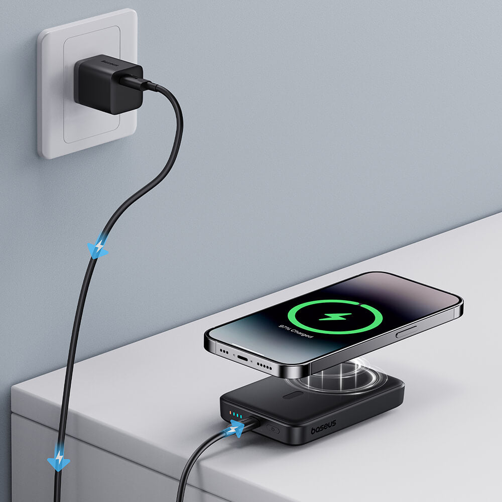 Baseus Mini Air Ασύρματο MagSafe PowerBank 10000mAh 20W με Καλώδιο Type - C to Type - C - Black