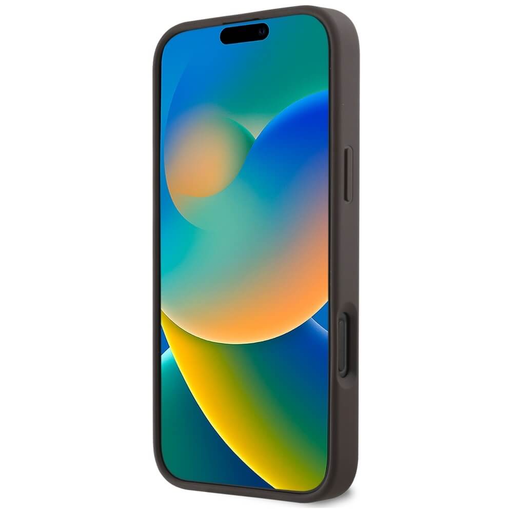 Guess iPhone 16 Pro - HC PU 4G Small 4G and Classic - MagSafe Σκληρή Θήκη με Επένδυση από Οικολογικό Δέρμα - Brown - GUHMP16LP4SM4MW