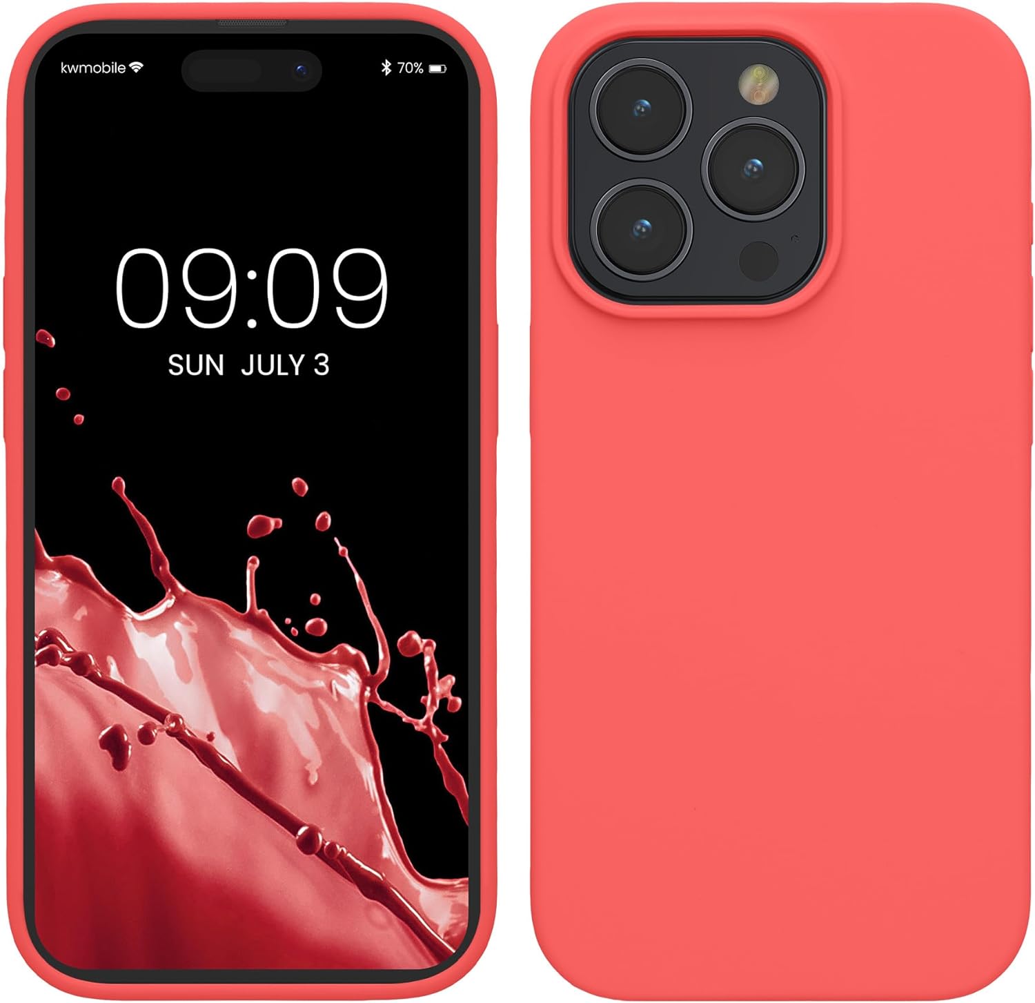 KW iPhone 15 Pro Θήκη Σιλικόνης Rubberized TPU - Neon Coral