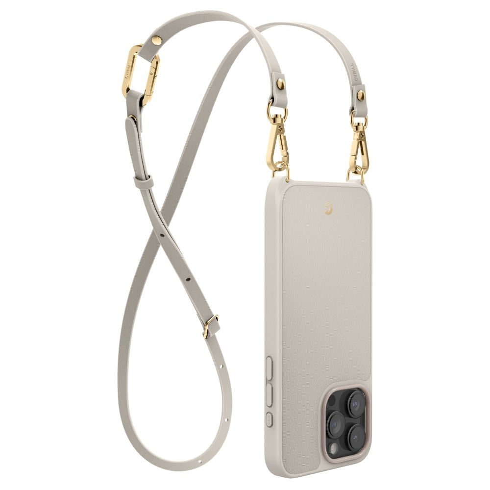 Spigen Cyrill iPhone 15 Pro Classic Charm Mag Σκληρή Θήκη MagSafe με Πλαίσιο Σιλικόνης και Λουράκι - Cream