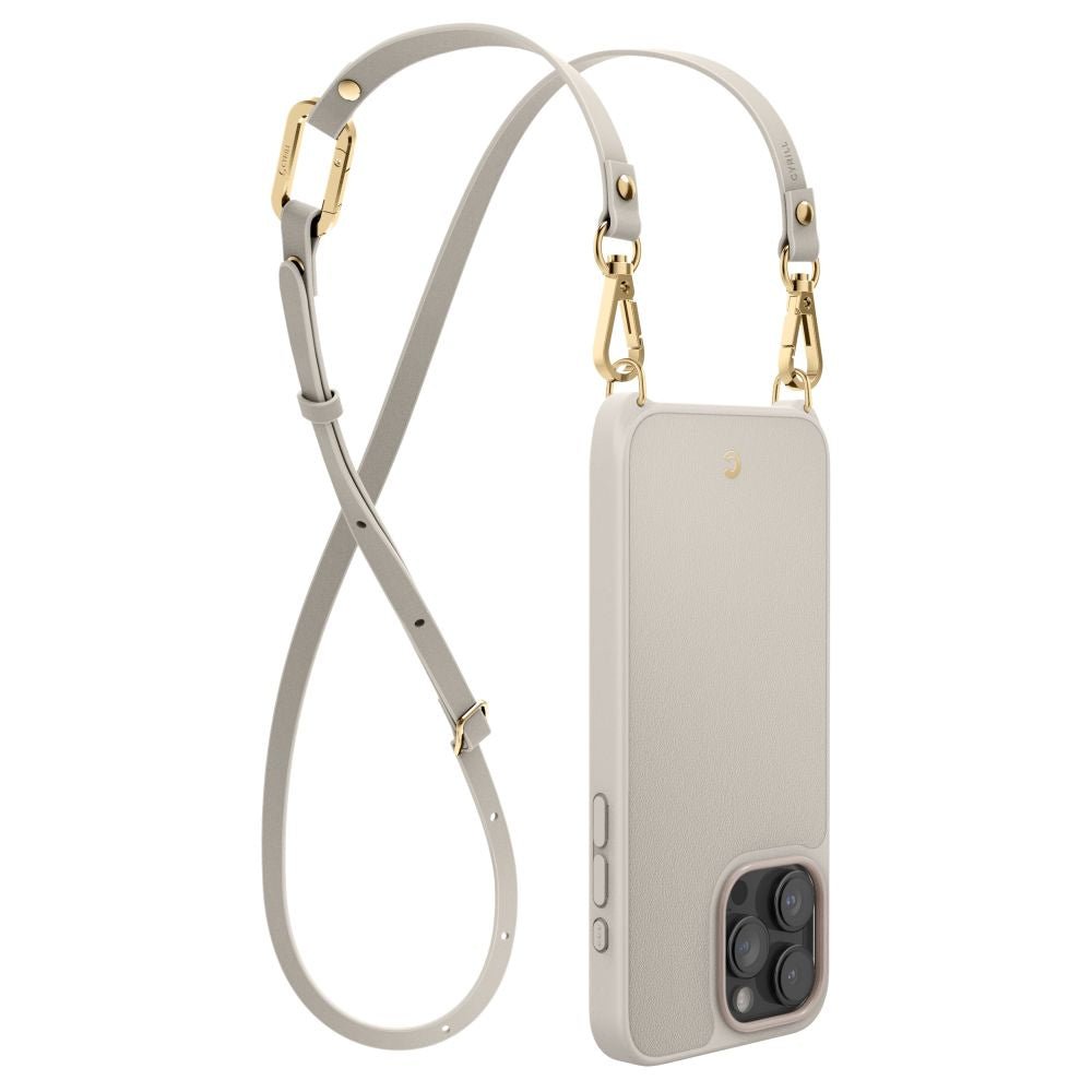 Spigen Cyrill iPhone 15 Pro Classic Charm Mag Σκληρή Θήκη MagSafe με Πλαίσιο Σιλικόνης και Λουράκι - Cream