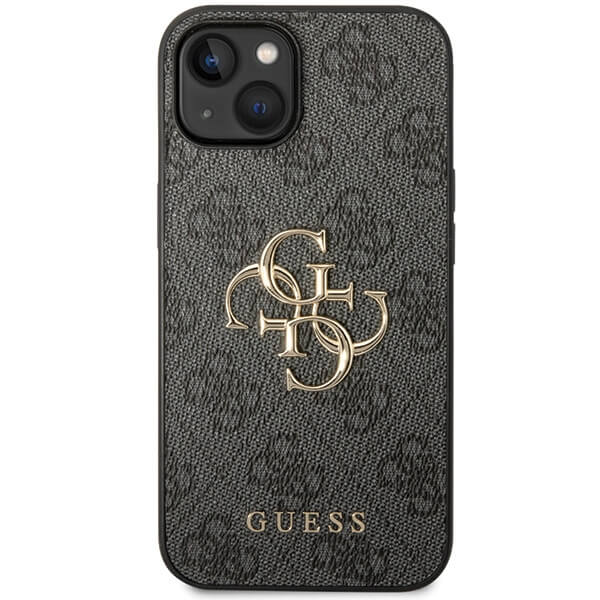 Guess iPhone 15 Plus / 14 Plus - 4G Big Metal Logo Θήκη με Επένδυση Συνθετικού Δέρματος - Grey - GUHCP15M4GMGGR
