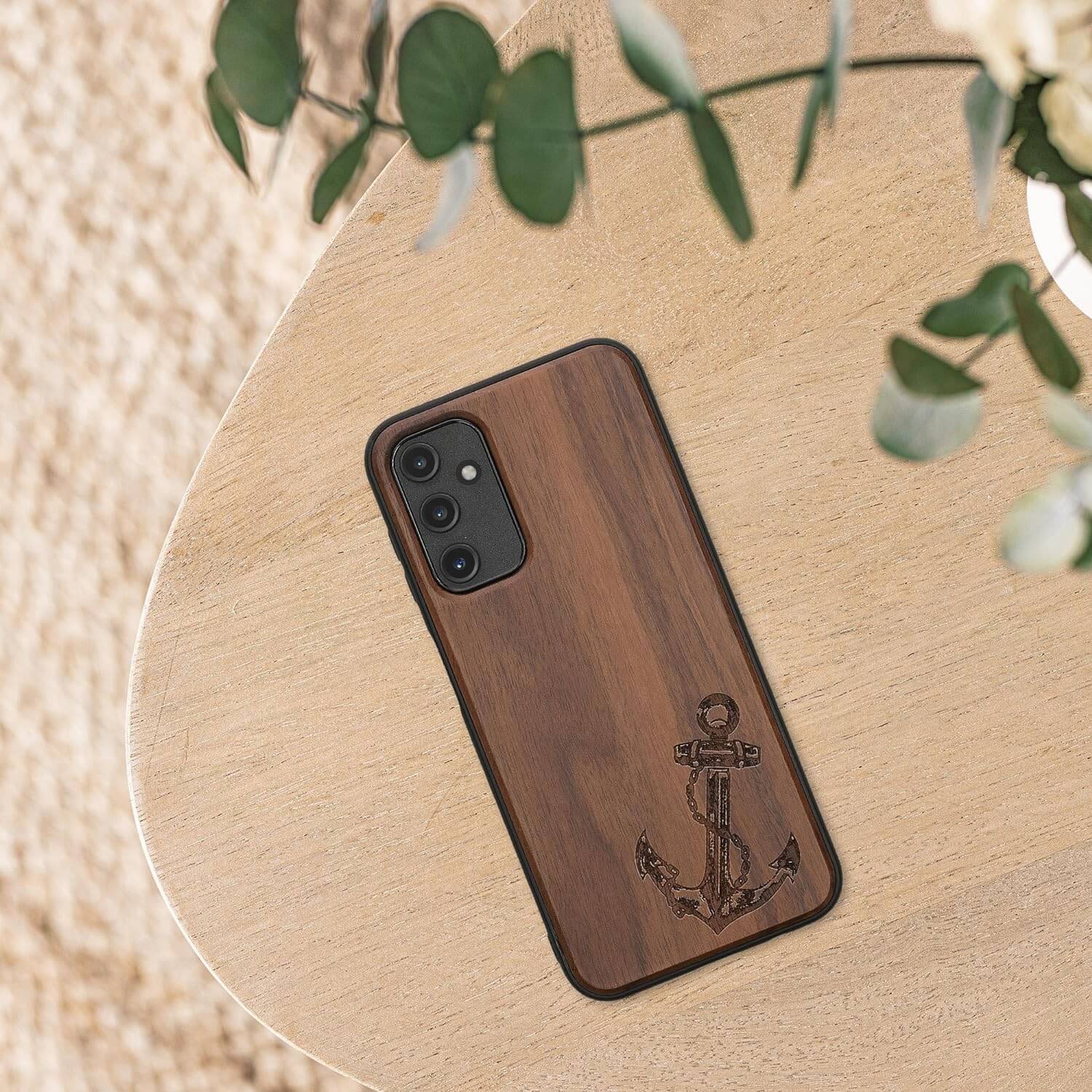 KW Samsung Galaxy A14 5G Θήκη από Φυσικό Ξύλο - Design Anchor Vintage - Dark Brown - 60817.04