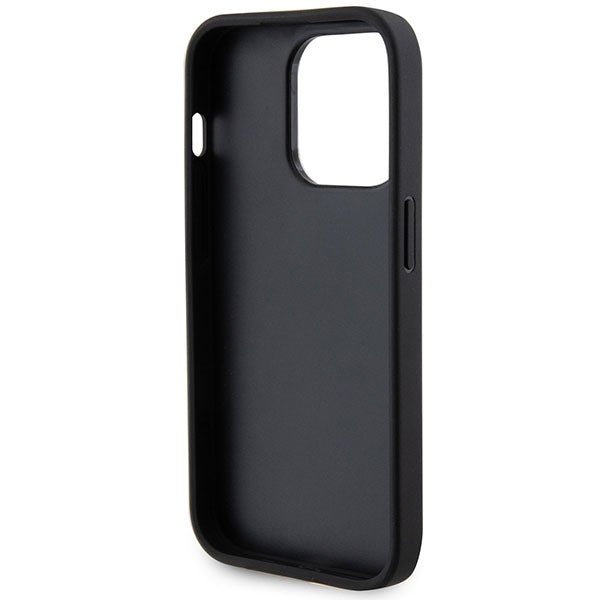 Guess iPhone 15 Pro Max Leather Perforated 4G Glitter Θήκη με Επένδυση Συνθετικού Δέρματος - Black - GUHCP15XPSP4LGK
