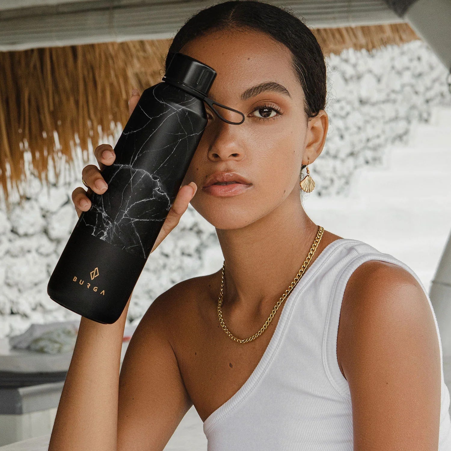 Burga W-BOTTLE Μπουκάλι Θερμός από Ανοξείδωτο Ατσάλι - 500ml - Black Marble