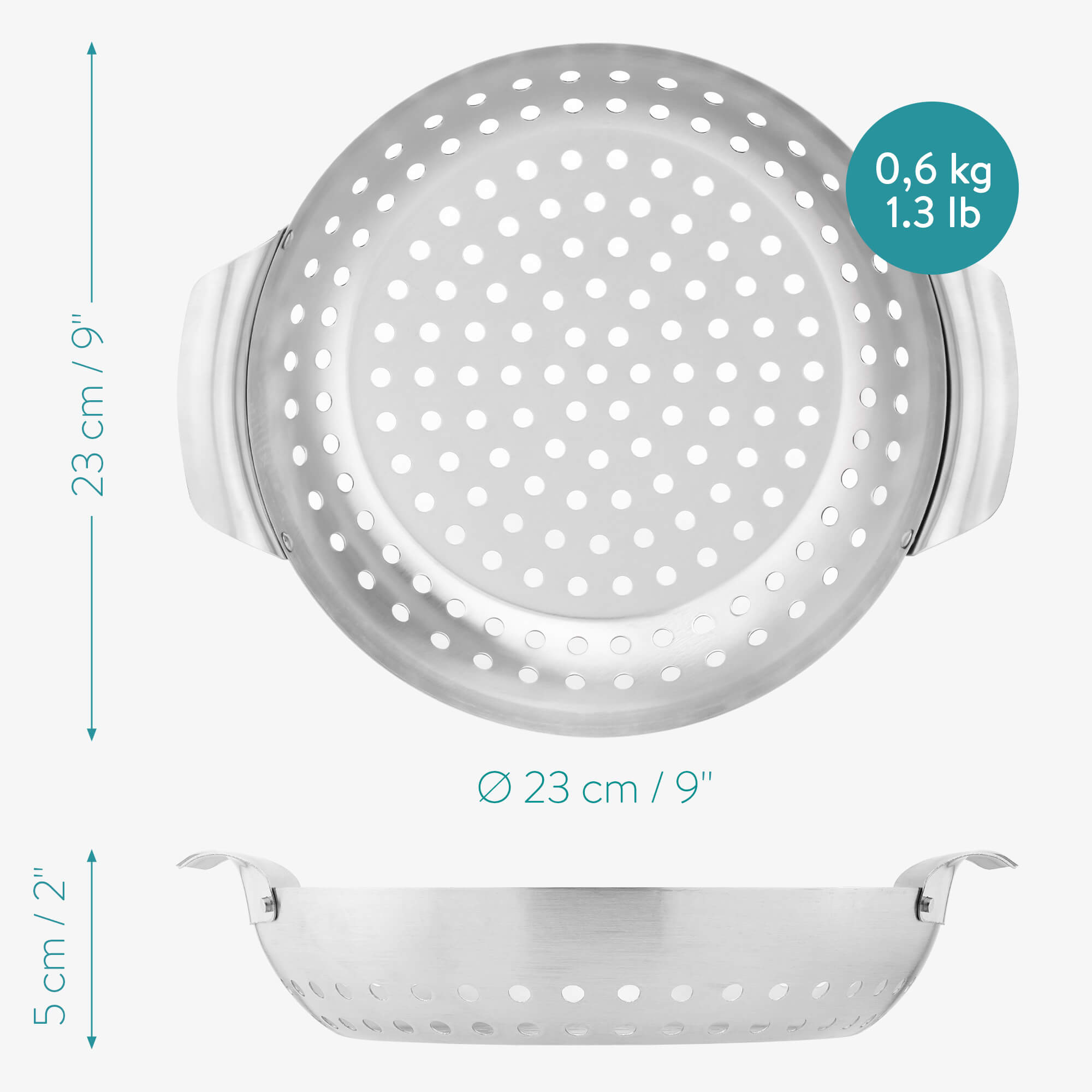 Navaris Στρογγυλό Καλάθι από Ανοξείδωτο Ατσάλι για Ψησταριά BBQ - Silver - 56221.01