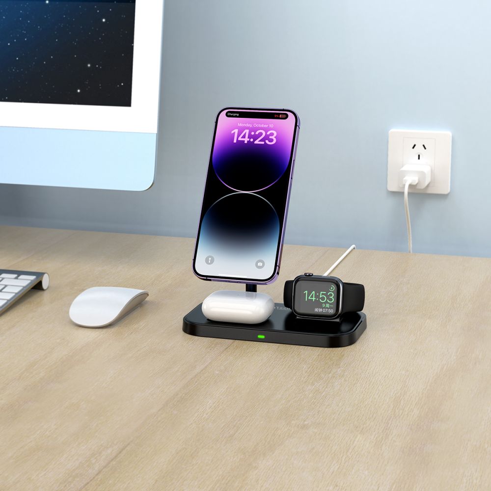 Tech - Protect QI15W A22 3in1 Ασύρματος Μαγνητικός Φορτιστής MagSafe 15W - Black