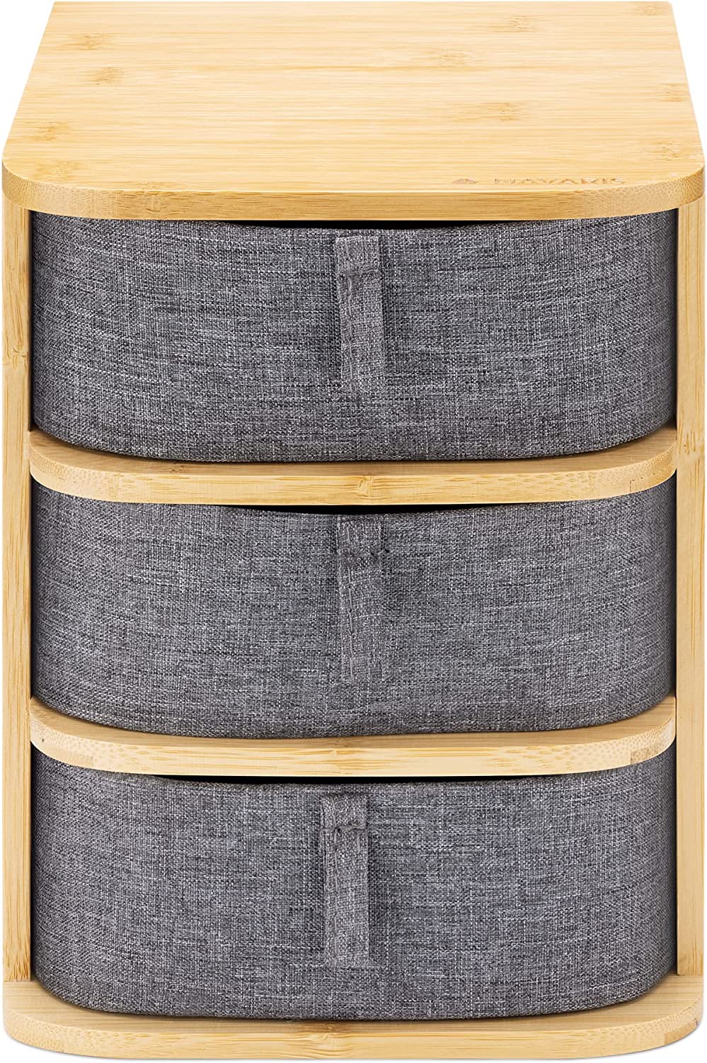Navaris Διοργανωτής Καλλυντικών από Μπαμπού με 3 Συρτάρια - Brown / Grey - 54184.03