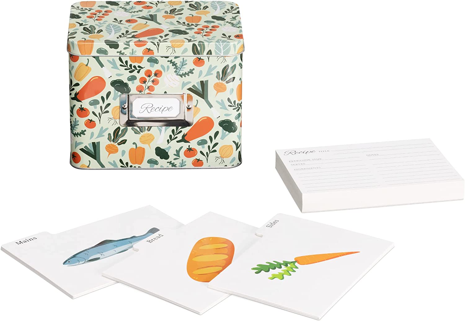 Navaris Μεταλλικό Κουτί Αποθήκευσης για Κάρτες Συνταγών - Green - Multicolor - 56907.01