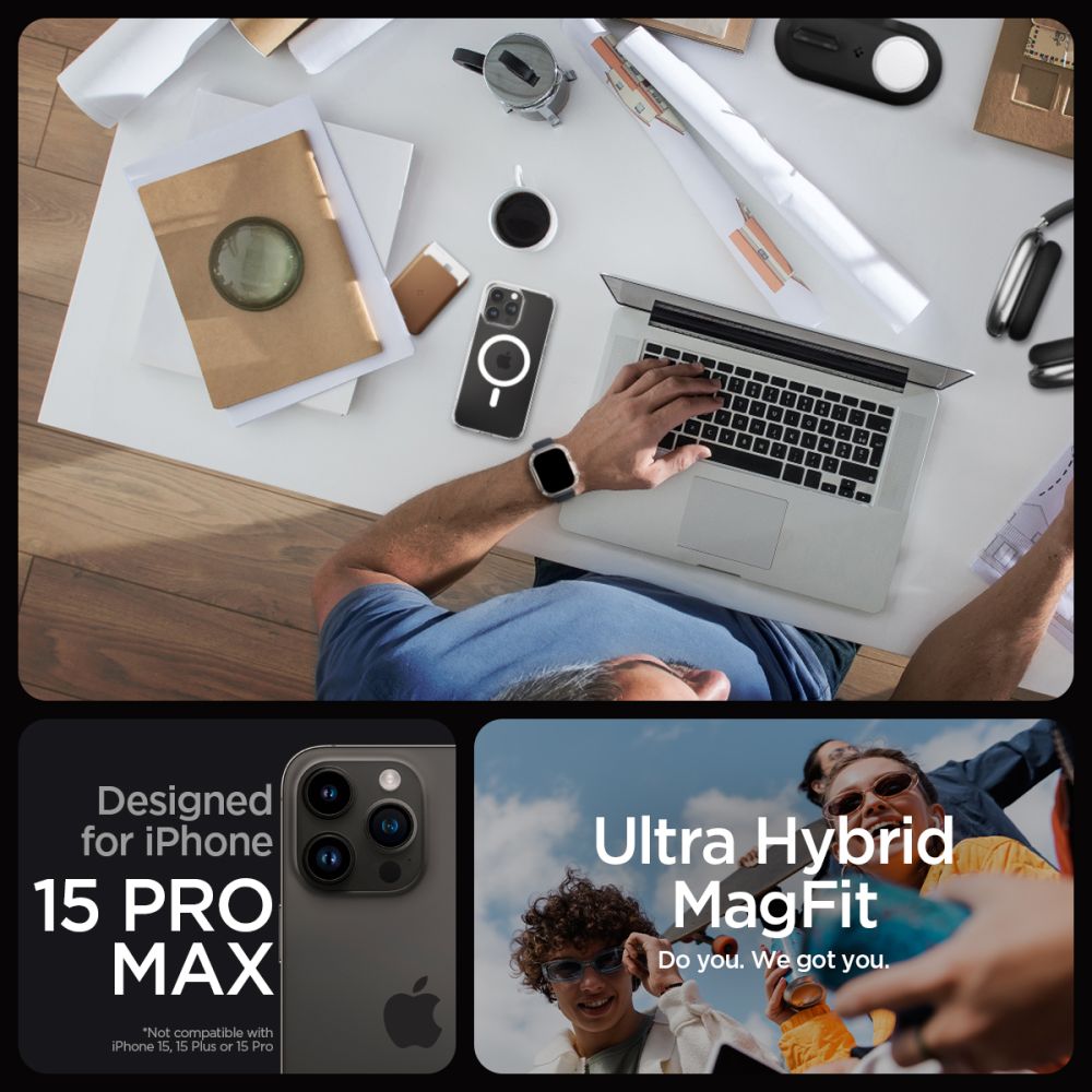Spigen iPhone 15 Pro Max Ultra Hybrid Mag Σκληρή Θήκη με Πλαίσιο Σιλικόνης Και MagSafe - White