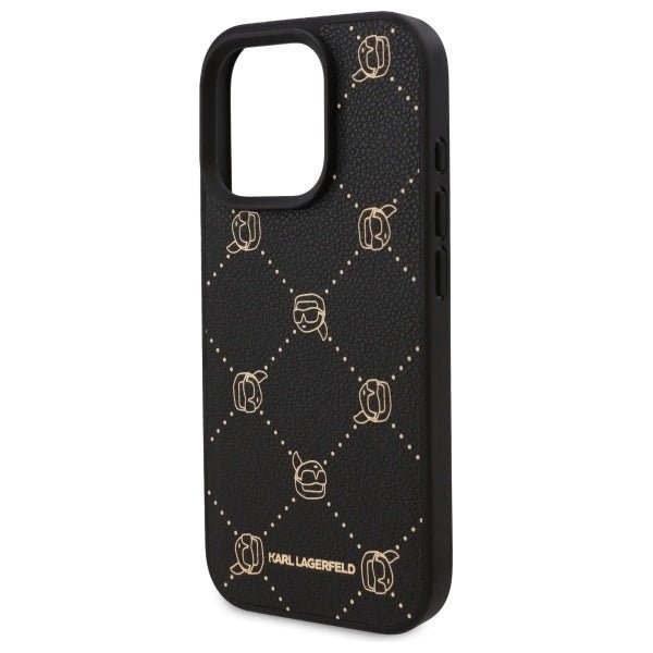 Karl Lagerfeld iPhone 16 Pro Max - Karl Head - MagSafe Σκληρή Θήκη με Επένδυση Συνθετικού Δέρματος και Πλαίσιο Σιλικόνης - Black - KLHMP16XPGKHPHK