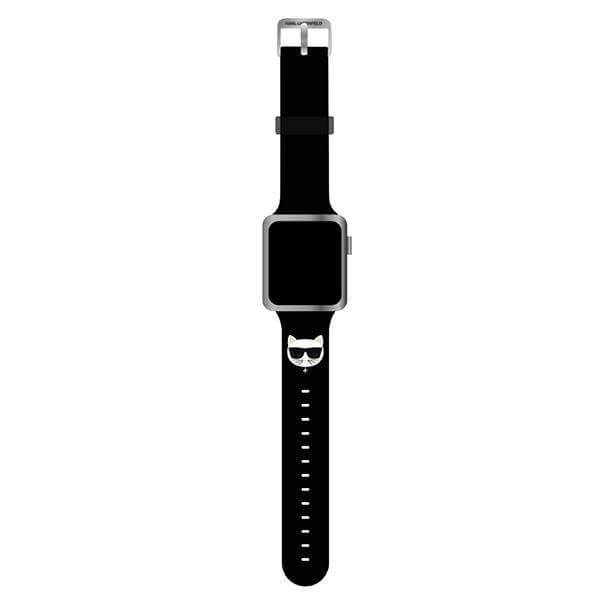 Karl Lagerfeld Λουράκι Apple Watch 2 / 3 / 4 / 5 / 6 / 7 / 8 / 9 / SE / ULTRA 1 / ULTRA 2 - 42 / 44 / 45 / 49 mm Silicone Choupette Heads Σιλικόνης - Black - KLAWLSLCK