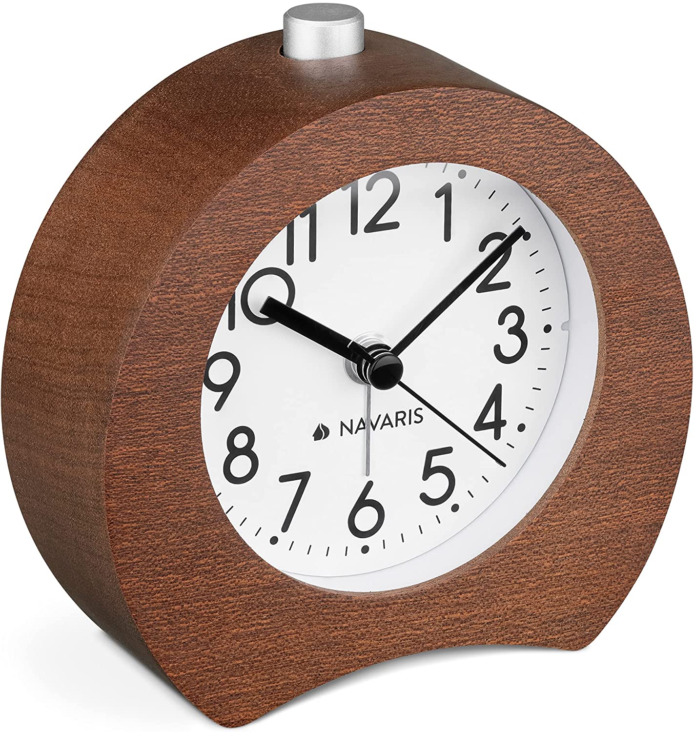 Navaris Αναλογικό Επιτραπέζιο Ρολόι και Ξυπνητήρι - Design Retro Horseshoe - Dark Brown - 54298.18.02