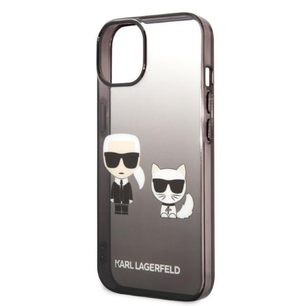 Karl Lagerfeld iPhone 14 Plus - Gradient Ikonik Karl and Choupette Σκληρή Θήκη με Πλαίσιο Σιλικόνης - Black - KLHCP14MTGKCK
